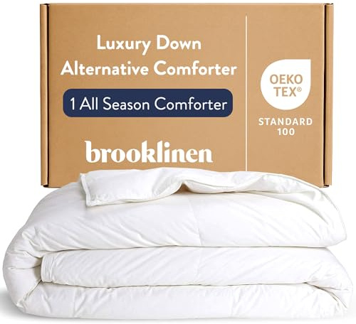 Brooklinen Heavyweight Down Alternative Comforter - King/Cali King - Extra Warm Winter Duvet Insert - Thick, Cozy 100% Cotton Sateen Shell, Baffle Box Construction - Luxury Plush Bedding