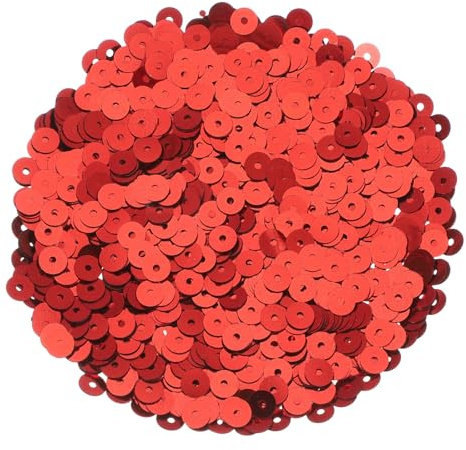 QUARKZMAN 30000Pcs Lentejuelas Planas Paillettes, 5mm/0.2 Lentejuelas Planas Redondas Sueltas Con Agujeros Individuales - 3.53 oz (100g) Para Manualidades DIY Costura Bordado Ropa, Rojo