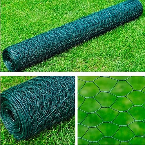 Rete metallica in acciaio esagonale, 1 x 25 m, verde scuro, rotolo da 25 m, per recinzioni da giardino, decorazione e viticcio, resistente alle intemperie, rete per voliera e filo di coniglio,