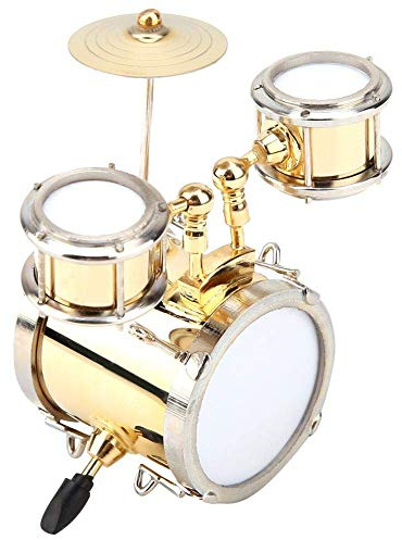 Miniature Réplique De Musique Batteur Ornement Modèle Décoration À 3 Tambours Pour Enfants Jouet Éducatif Décoration De Bureau