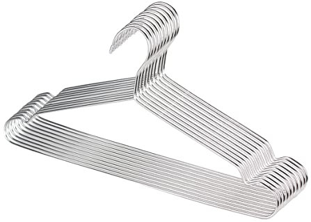 Puersit 50 Stück Kleiderbügel Metall, 42cm Kleiderbügel aus Edelstahl Platzsparende Belastbar mit Schwerer Kleidung rutschfest mit Einkerbungen Robust