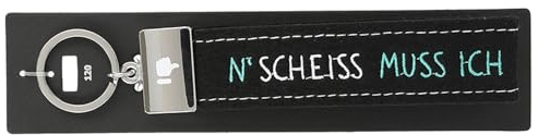Depesche 4298-120 Schlaufen Schlüsselanhänger aus Filz, mit graviertem Metallabschluss und kultigem Aufdruck, N Scheiss muss ich, schwarz, ca. 17 x 3 x 1 cm, 18,7 cm