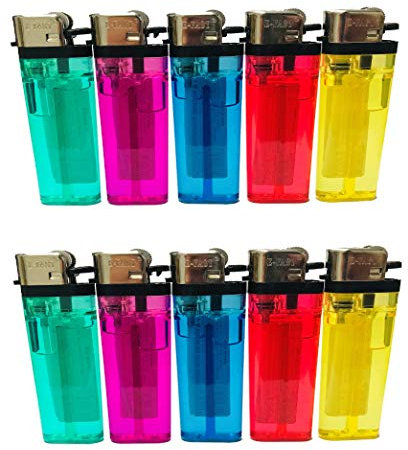 Pack of 10 Disposable Lighters Use for Cigarette, Camping, BBQ, Fireworks Utility Lighter Child Safe Adjustable Flame