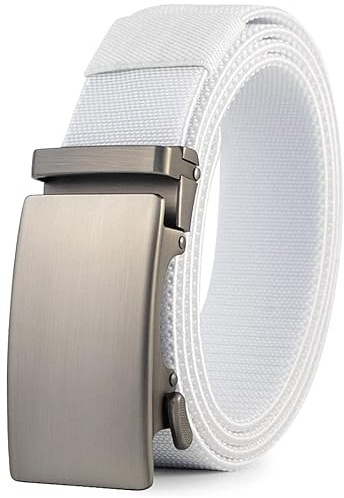 DOOPAI Elastischer Gürtel Herren Stretchgürtel Herren Gürtel Weiß 115cm