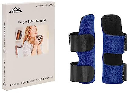 supregear Fingerschiene, 2er-Pack Verstellbare Wiederverwendbare Trigger Fingerschiene Fingerstütze mit Abnehmbarer Aluminiumstange für Zeige/Mittel/Ring/kleinen Finger (Blau)