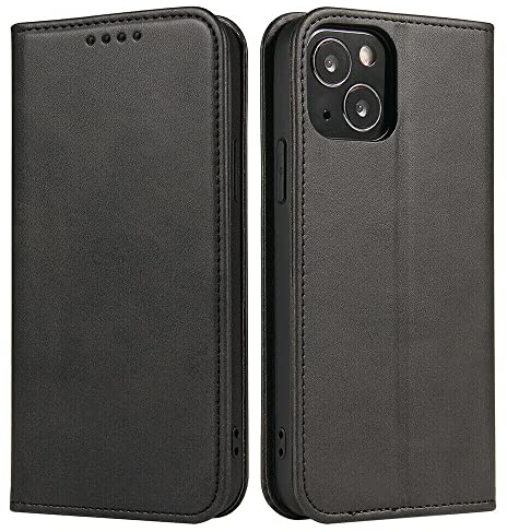 Mixroom - Custodia Cover Case a Libro Nero per iPhone 14 con Stand in Ecopelle Chiusura Magnetica Formato Portafoglio Parte Interna in TPU Morbida con Bordi Piatti