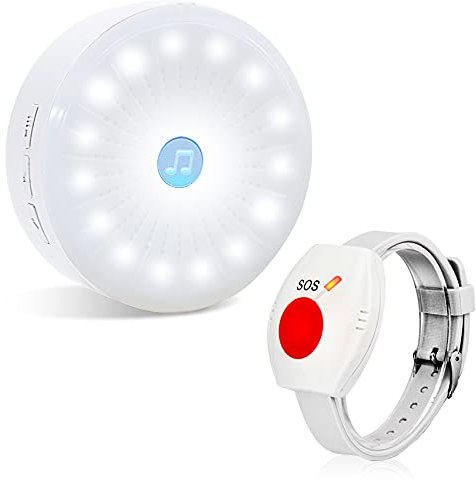 ChunHee Wireless Pulsante Chiamata Emergenza Allarmi per Anziani Allarme per Anziani a Distanza 2 Ricevitore di Luce Notturna e 1Pulsante per Orologio SOS 1 Pulsante Cordino