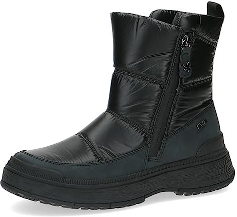 CAPRICE Damen Winterstiefeletten ohne Absatz Airmotion mit Reißverschluss Gefüttert Weite G, Schwarz (Black Comb), 39 EU