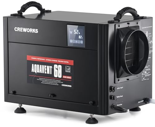 CREWORKS 130 PPD Crawl Space Dehumidifier, Commercial Dehumidifier for Basement with Built-in Drain Hose, Crawl Space Dehumidification with Auto Defrost & Detachable Display Panel