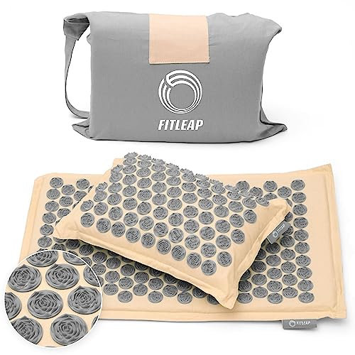 Fitleap Akupressurmatte mit Kissen + Tasche, Massage Matte zur wohltuenden Entspannung und Stimulation, Akupunktur Matte zur Schmerzlinderung