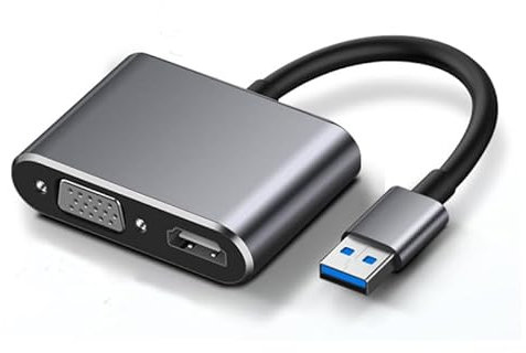 GERUI Adattatore USB 3.0 a HDMI VGA, Convertitore di Supporto Sync Uscita 1080p Compatibile Con Windows XP/10/8/7