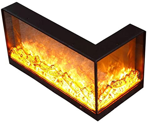 Chimenea de Vapor de Agua Chimenea eléctrica decorativa de esquina en forma de L, chimenea eléctrica decorativa de pared incrustada, simulación 3D llama con control remoto Estufa de Chimenea Eléctrica