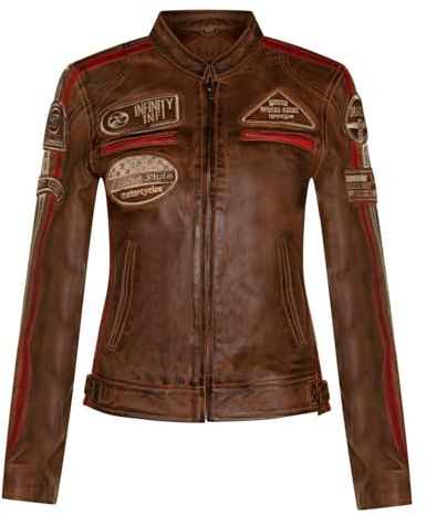 Dam läder motorcykel casual racing moto-märken jacka, SOLBRÄNNA, S
