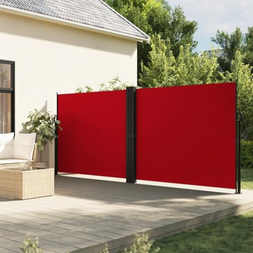 Keyroto Store latéral pour balcon, marquise latérale, brise-vent, terrasse, store latéral extensible pour terrasse, rouge 180 x 600 cm