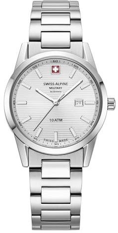 swiss alpine military 77767.1 Montre analogique à quartz pour femme en acier inoxydable