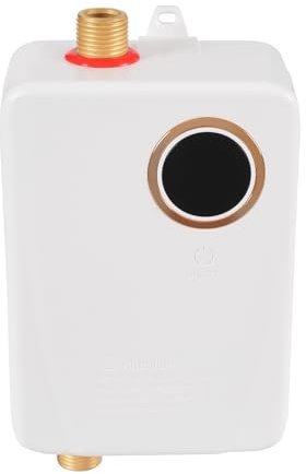 Scaldacqua istantanea, 3,5 KW 220 V, scaldabagno istantaneo con schermo digitale, in acciaio inox 30-55 ℃, piccolo scaldabagno senza serbatoio per bagno, cucina, lavanderia (bianco)