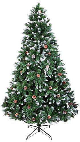 LALAHO Sapin de Noël Artificiel de 150 cm, Arbre de Noël avec 700 Pointes de Branche - Matériau PVC Ignifuge avec Pied en Métal et décoration de Pomme de pin, Vert