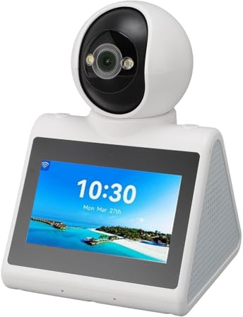 Lazmin112 Cámara de Vídeo Bidireccional, Cámara Inteligente para Videollamadas 2K con Pantalla HD, Compatible con Tarjeta SD, Cámara de Seguridad Interior para Personas Mayores y Perros