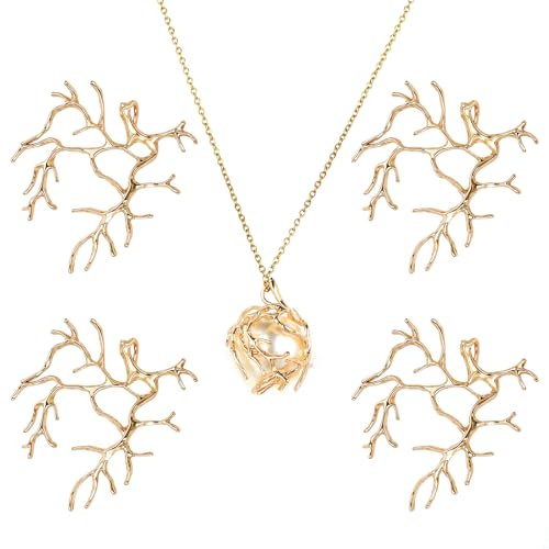 TIESOME 4 STK DIY Handgefertigten Rohlinge Prong Anhänger Einstellungen, Schmuck Rohlinge Claw Anhänger Tray, Metall Anhänger Charms für DIY Crafs Halskette Schmuck Machen (Gold)