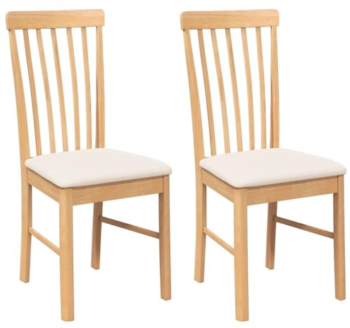 vidaXL Sillas de Comedor con Cojines 2 uds Madera Maciza Caucho, Silla de Comedor, Silla de Cocina, Asiento de Comedor, Silla, Silla de Sala de Estar