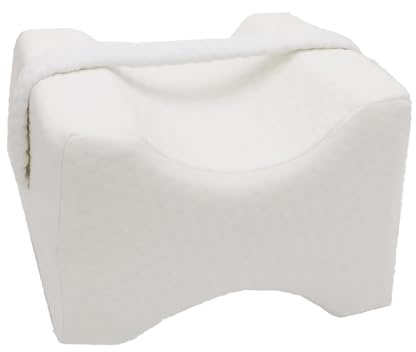 KIENG Knee Pillow for Sleeping on Side,Memory Foam Leg Pillow,Orthopedic Leg Cushion with Elastic Band and Removable Pillowcase,Relieve Back, Knee, Hip and Joint Pain, Sciatica(White)