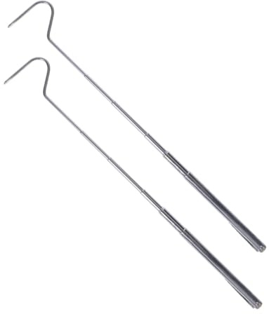 Artibetter 2pcs Retractable Snake Hook Stainless Steel Snake Catcher Tool with Hook Head for Safe Reptile Handling and Secure Gripping