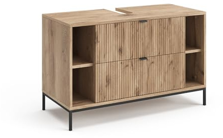 Vicco Mueble bajo Lavabo Eliza, Roble Vikingo, 100 x 63 cm con 2 cajones extraíbles, para instalación bajo el Lavabo y Compatible con la Serie Eliza