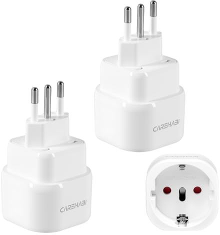 Pack 2 Resa Italien Adapter Plug, Resa Plug Typ L Socket, Tour IT-omvandlare, England Adapterbas för EU till Uruguay, Chile, Etiopien, Italien, Libyen, Syrien
