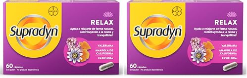 Supradyn Relax - Apoyo para relajarte de forna natural contribuyendo a la calma y la tranquilidad con Amapola de California, Pasiflora y Valeriana - 60 Cápsulas (Paquete de 2)
