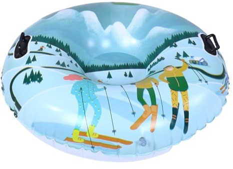 Demeras Tubo de Nieve de PVC de 41,3 Pulgadas, Tubo de Trineo Inflable con Base de Cojín de Aire de Seguridad, Ideal para Niños y Adultos, Conveniente para Deportes de Invierno