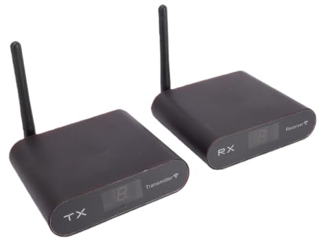 Denash 5,8 GHz Trådlös AV-sändarmottagare, 500 M Lång Räckvidd 8-kanals Trådlöst Videoöverföringssystem med Ljudsändarmottagare, för DVD DVR IPTV-kamera (#2)