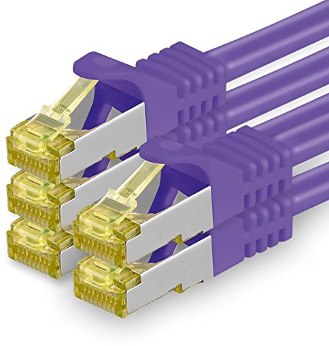 1aTTack.de Câble Réseau Cat7 Cat 7 10 GB/s SFTP - 5x 2m - RJ45 Ethernet LAN DSL Routeur Modem - Violet