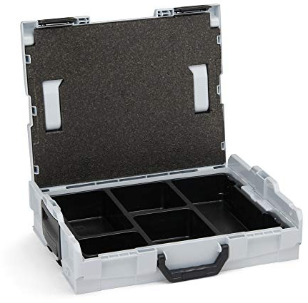 Sortimentsbox klein leer | L-BOXX 102 (grau) mit 5-fach Einlage | Profi Werkzeugkoffer leer inkl. Sortimentskasten Einsätze | Sortierkasten tragbar