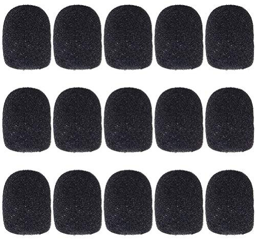 Wowot Ersatz-Windschutz für Mikrofon und Headset aus Schaumstoff, schwarz, 15 Stück