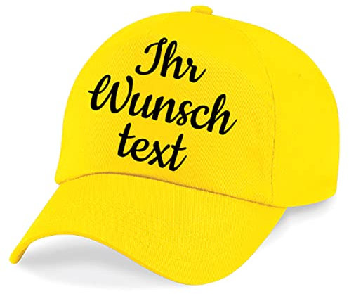 Deitert Kappe, Basecap individuell bestickbar mit Namen oder Wunschtext | über 20 Farben zur Auswahl Gelb