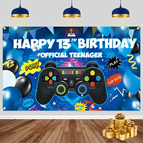 13. Videospiel Geburtstag Dekorationen - Banner, Hintergrund, Happy Birthday Deko für Jungen - Party Dekoration