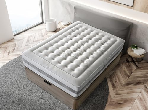 SOFAHAUS - Colchón Viscoelástico 135x180 cm Luxu - Altura +/- 27 cm - Núcleo HR - Firmeza Media/Alta - Sistema TST estabilizador - Tejido Strech Argentum basado en Iones de Plata Antibacteriano
