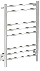 Cubic 8 Bar 25inch Straight Heated Towel Rack with PTSelect Switch - Brushed Stainless Steel