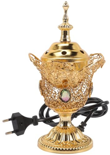 PRETYZOOM Elektrischer Weihrauchbrenner Räuchergefäß aus Metall für Haus, Kirche, arabisches Räuchergefäß aus Eisen Mit Eu-Ste, Innendekoration, perfekt für Bakhoor, Yoga, Spa, Büro, 20,5 x 10 x 10 cm