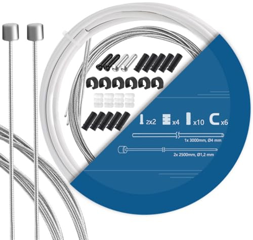 TAPKUA Fahrrad Schaltseil Set, 2500mm Universal Fahrrad Schaltzug mit 3M Außenhüllenzug Schlauch für Mountainbike Rennrad usw