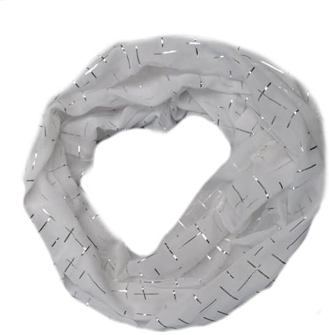 Generisch Seide Loop Schal Loopschal Halstuch Schals Rundschal Schlauchschal Tücher Damenschal glitzer Damen (Weiß)
