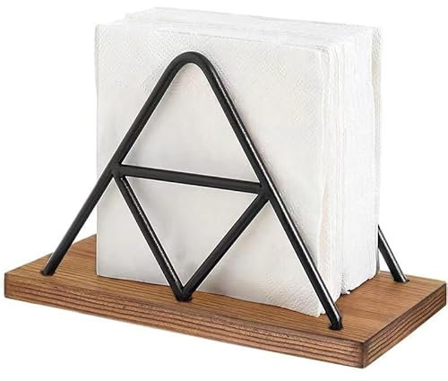 ACTIUSIS Serviettenhalter, Metall, Dreieckig, Modern, Holzfarbe, 1 Stück