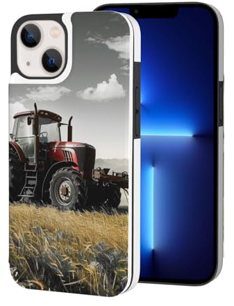 VVTDESA Tractor Agriculture Tranquil - Custodia a portafoglio per iPhone 13 Mini-5,4 pollici con porta carte, in pelle PU, con scomparti per carte di credito, colore: bianco