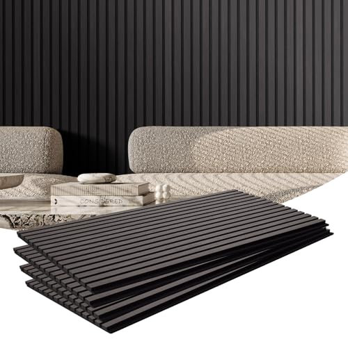 VEVOR Paneles Acústicos 1200x600 mm Paneles de Pared de Madera Decorativa MDF para Decoración de Paredes Interiores Paneles de Pared de Madera Sintética para Reducción de Ruido Roble Negro 4 Piezas