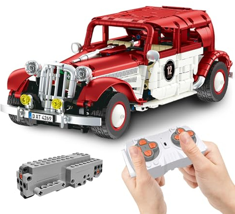 ZenithFlow Vintage Cars Building Kit for Adults, MOC Classic Retro Car Model with Remote Control, Antique Collectible Display Decorations Building Toys Gifts for Men Women (916 PCS) 14+