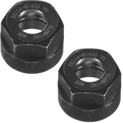 M METERXITY 2-Pack ER11-A(M14) Tuerca De Sujeción De Pinza, Tuercas Hexagonales De Sujeción De Acero 40Cr Con Diámetro De Agujero De 0.3 Pulgadas/8mm [Negro]