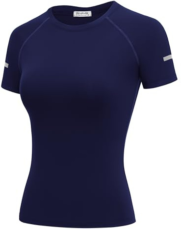 PINSPARK T-Shirt de Sport pour Femme, t-Shirt Fonctionnel à Manches Courtes, léger et Respirant, pour Le Yoga, Le Fitness, col Rond, pour la Course à Pied
