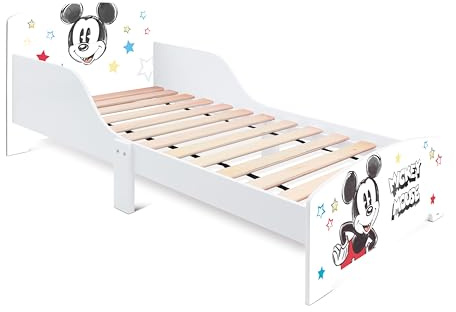 Disney Mickey Mouse barnsäng 70 × 143 × 60 cm med säkerhetsräcken – idealisk från 3 år – Pure-serien