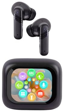 Trevi EAR 100 AID Cuffie Wireless con Traduzione Simultanea AI, ANC/ENC, Display Touch, Audio Hi-Fi, Custodia Ricarica USB-C, Controlli Smart, Nero