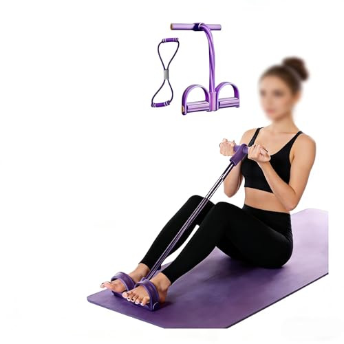 6-Tube Abdominal Trainer & Multifunction Tension Rope Set - Foot Pedal Resistance Band with 8-Shape Puller, Sit Up Exercise Equipment for Core, Arms, Legs & Glutes Workout Resistance Bands Set